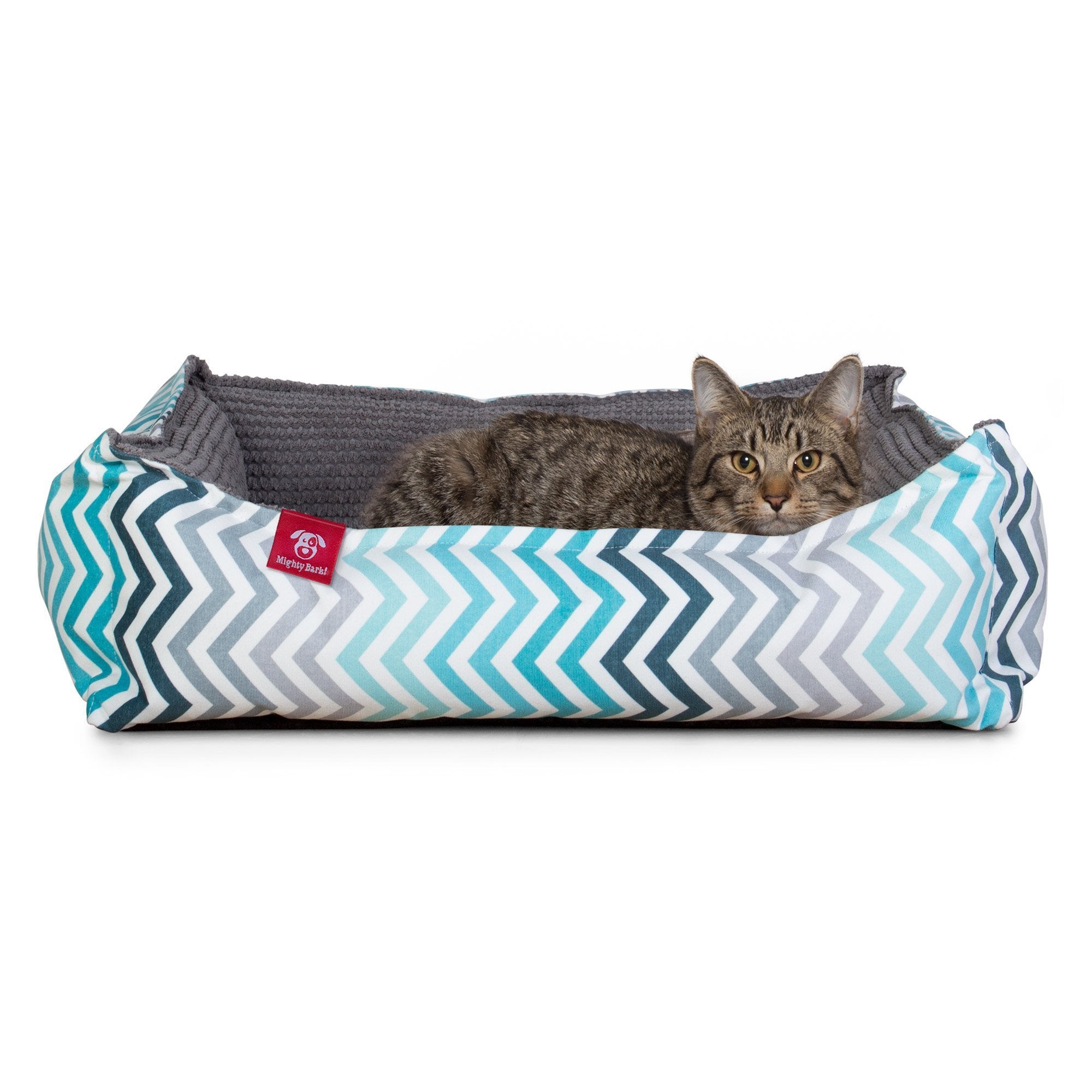 The Cat Bed Memory Foam Cat Bed Geo Print Chevron Teal